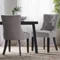 Quenching Dining Chair with Sloped Arms and Diamond Tufting, Set of 2, Light Grey