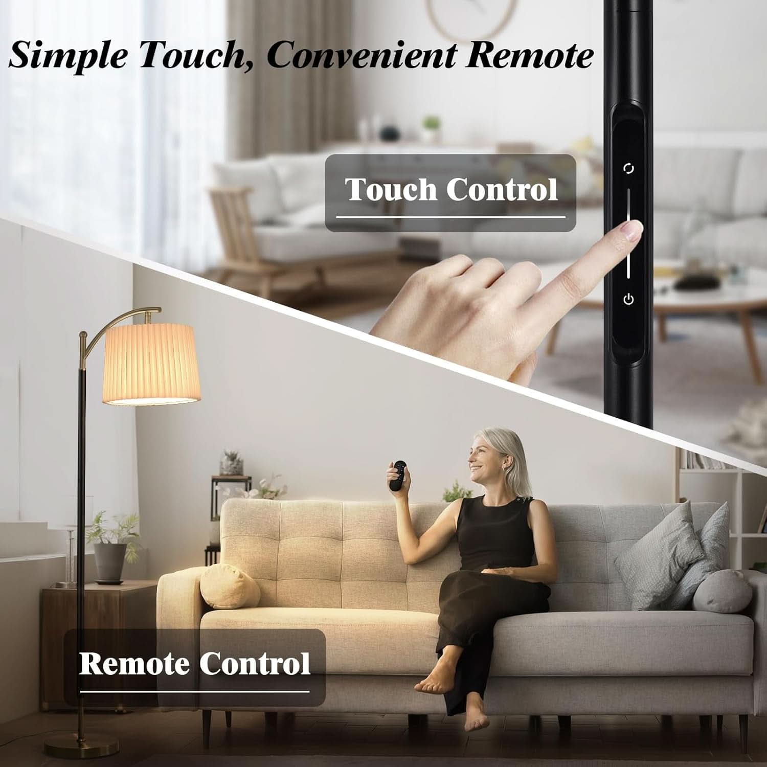 Industrial Matte Black Gold Dimmable Arc Floor Lamp Remote-2