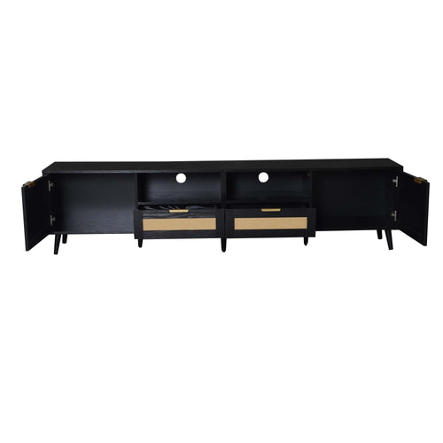 Black Rattan TV Stand
