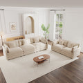 Sofa Set of 2 Chenille Couch, 2+3 Seater Sofa Set Deep Seat Sofa, Modern Sofa Set for Living Room, Light Coffee Chenille
