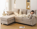Eighty SixInch Length L Shaped Elegant Sectional Sofa Khaki-0