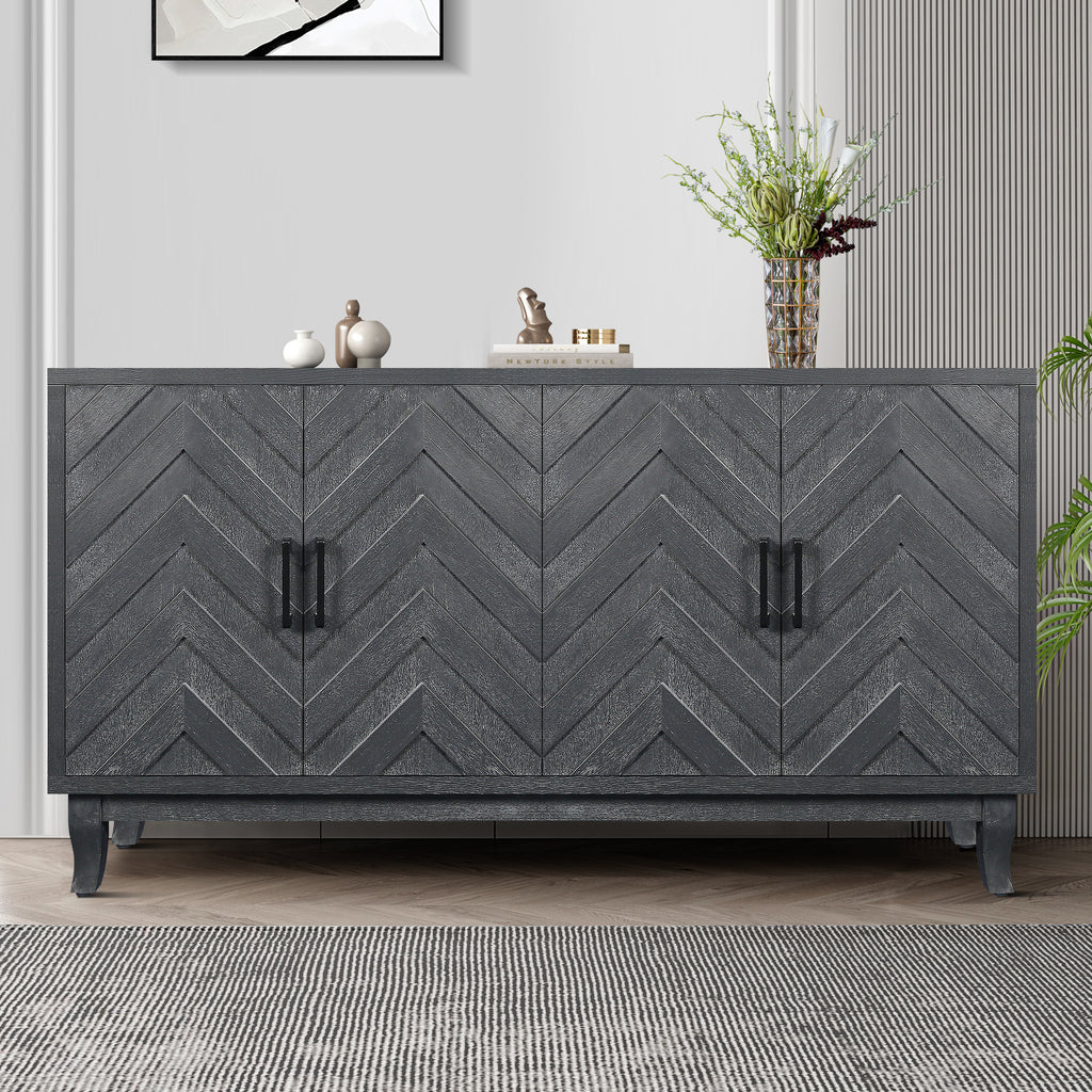 Antique Dark Grey Style Buffet Cabinet
