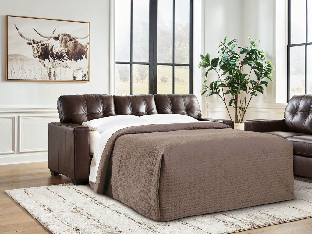 Santorine - Queen Sofa Sleeper - Leather Match - Dark Brown-1