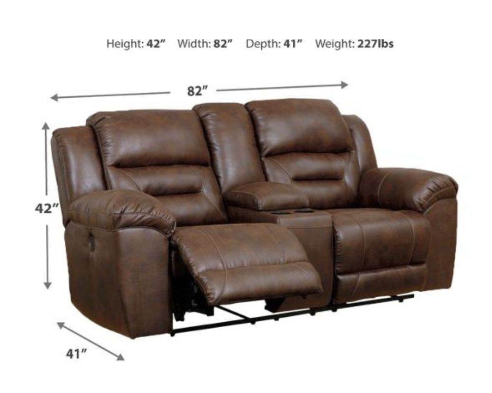 Stoneland - Dbl Power Reclining Loveseat With Console - Faux Leather - Chocolate-1