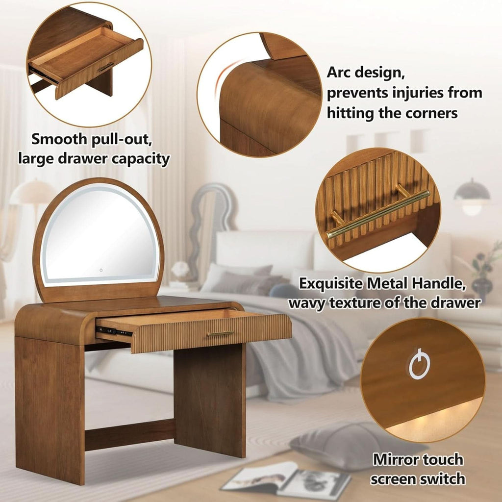 39 Inches Luxurious Vanity Desk Illuminated Mirror-3