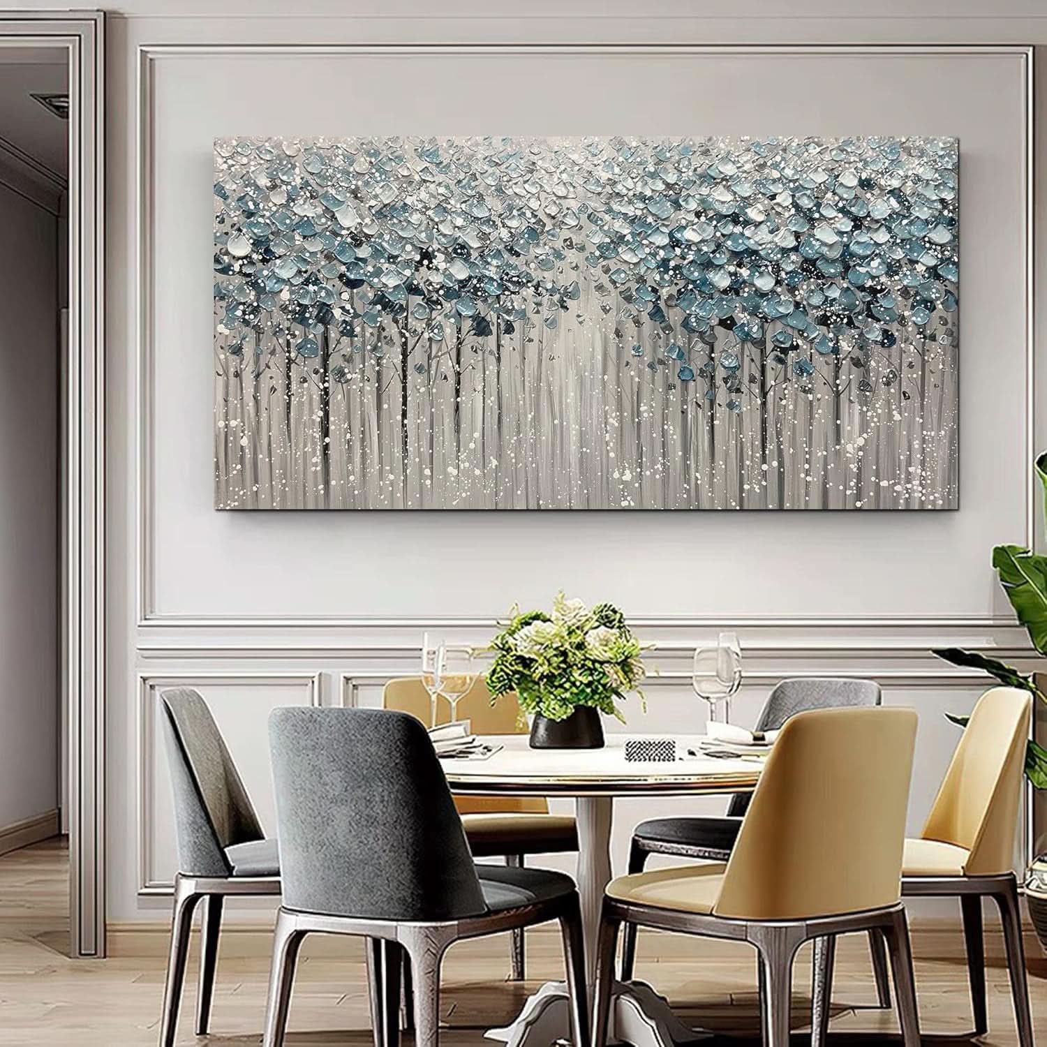 Blue Forest 3D Oil Painting 30x60 Framed Canvas Art Edition-4