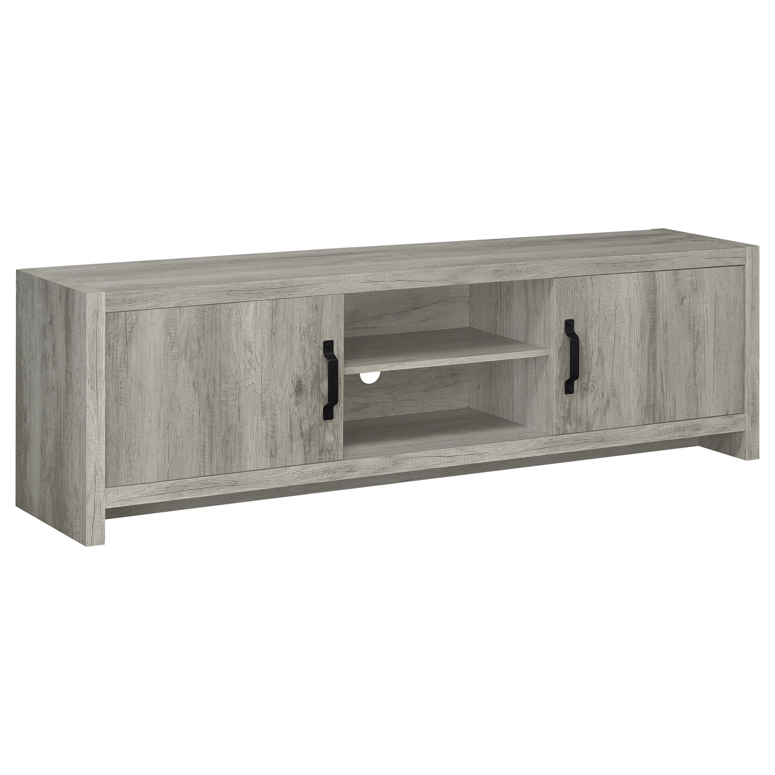 Conifer Grey Driftwood 71-inch TV Stand with Adjustable Shelves and Hidden Storage in Engineered Wood