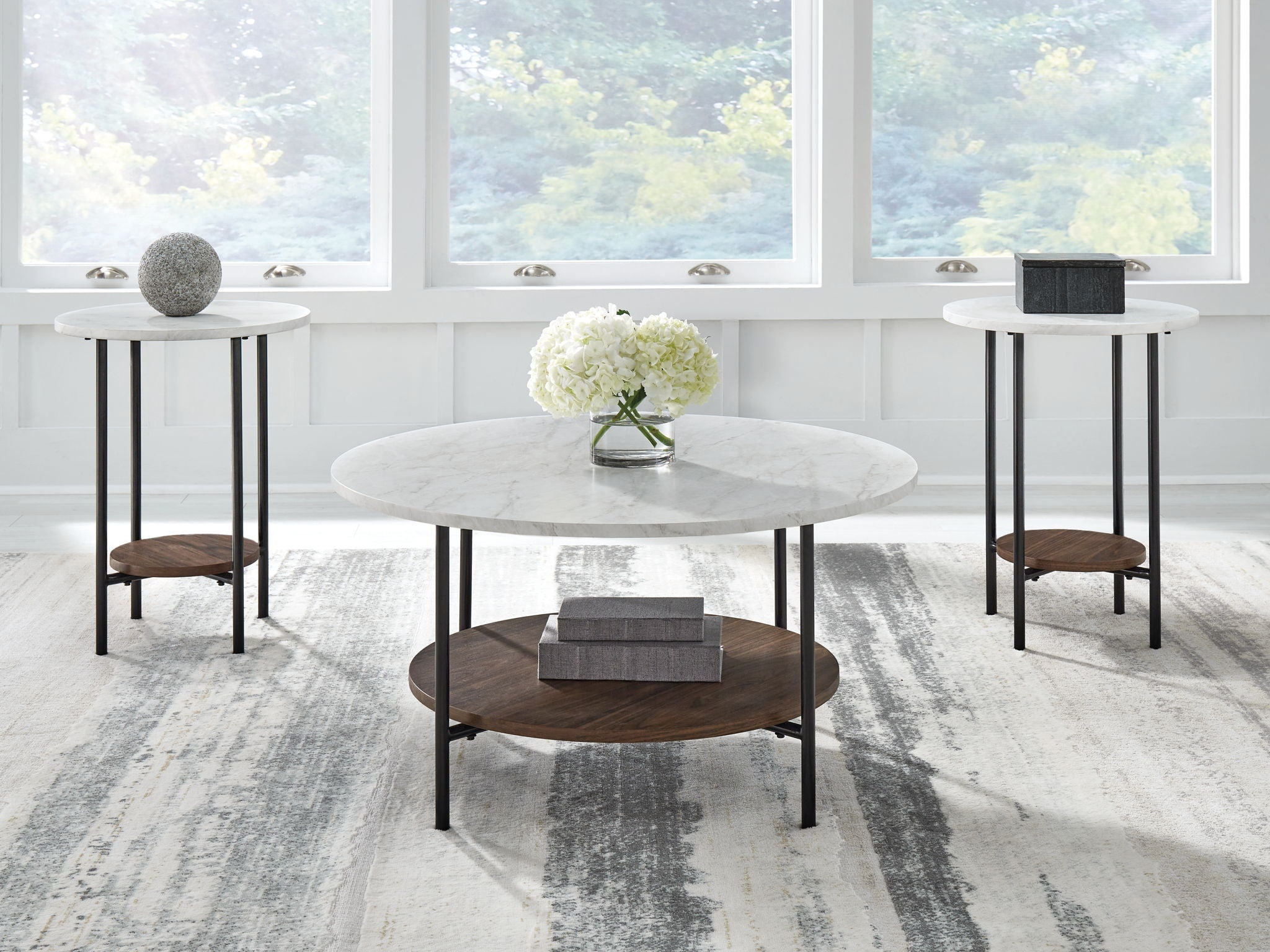 Wrenwich - Occasional Table Set (Set of 3) - Brown / Black / White-2