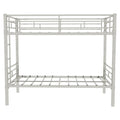 Twin Over Twin Metal Bunk Bed for Kids Boys Girls, Convertible Bedframe with Ladders & Guardrail, Silver Metal Structure