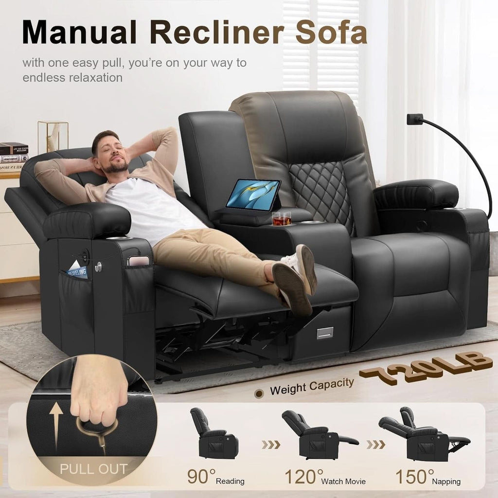 Living Room Furniture Set Loveseat Recliner And 2 Piece Massage Recliner Chairs-3