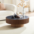 35.43'' Nesting Round Sintered Stone Tabletop Modern Drum Coffee Table Luxury Circle Coffee Table for Apartment Walnut