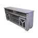 65.3' TV Stand with LED light strips and Iron mesh barn door Y decorative strip country grey farmhouse style