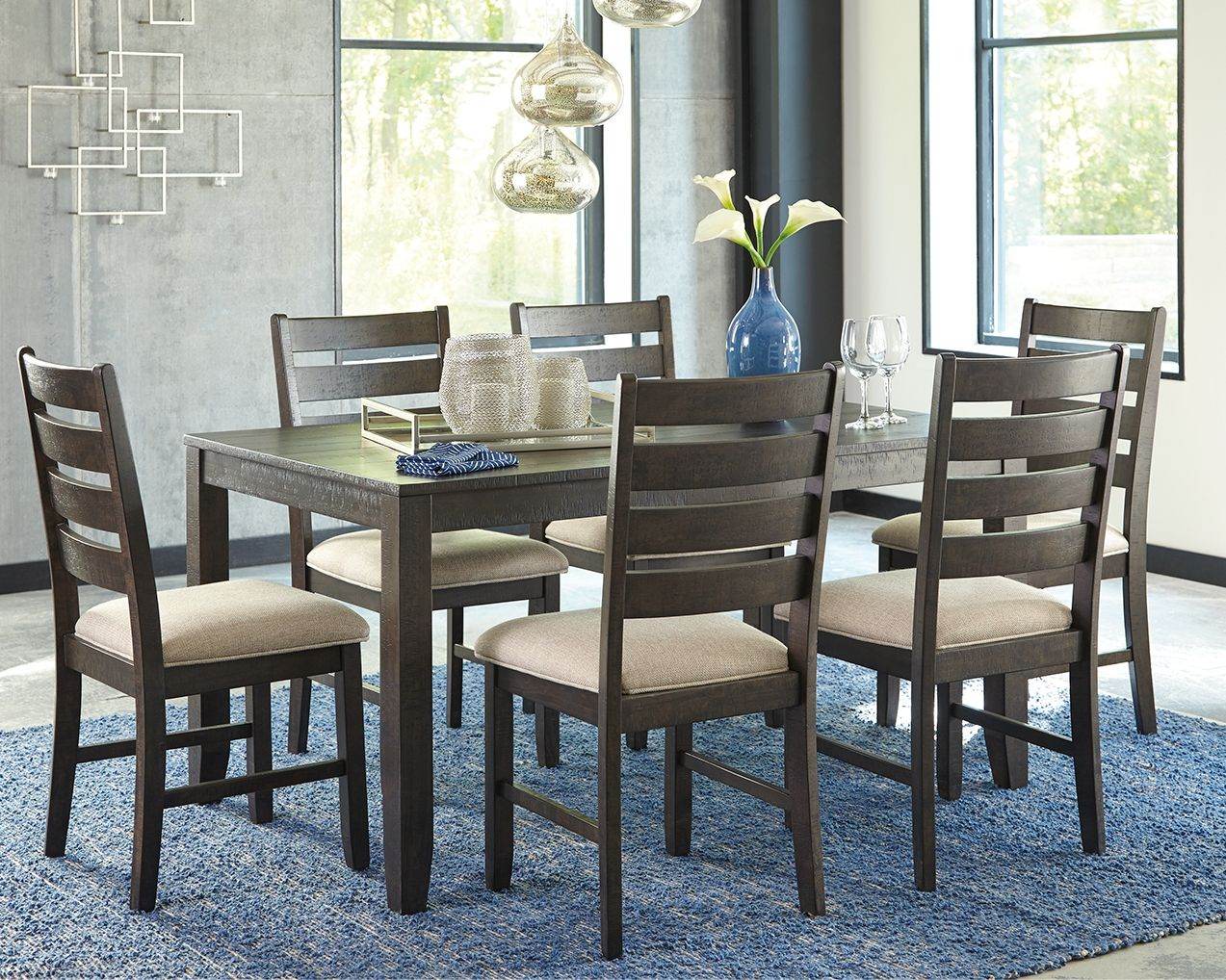 Rokane - Dining Room Table Set (Set of 7) - Brown-1