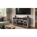 65.3' TV Stand with LED light strips and Iron mesh barn door Y decorative strip country grey farmhouse style