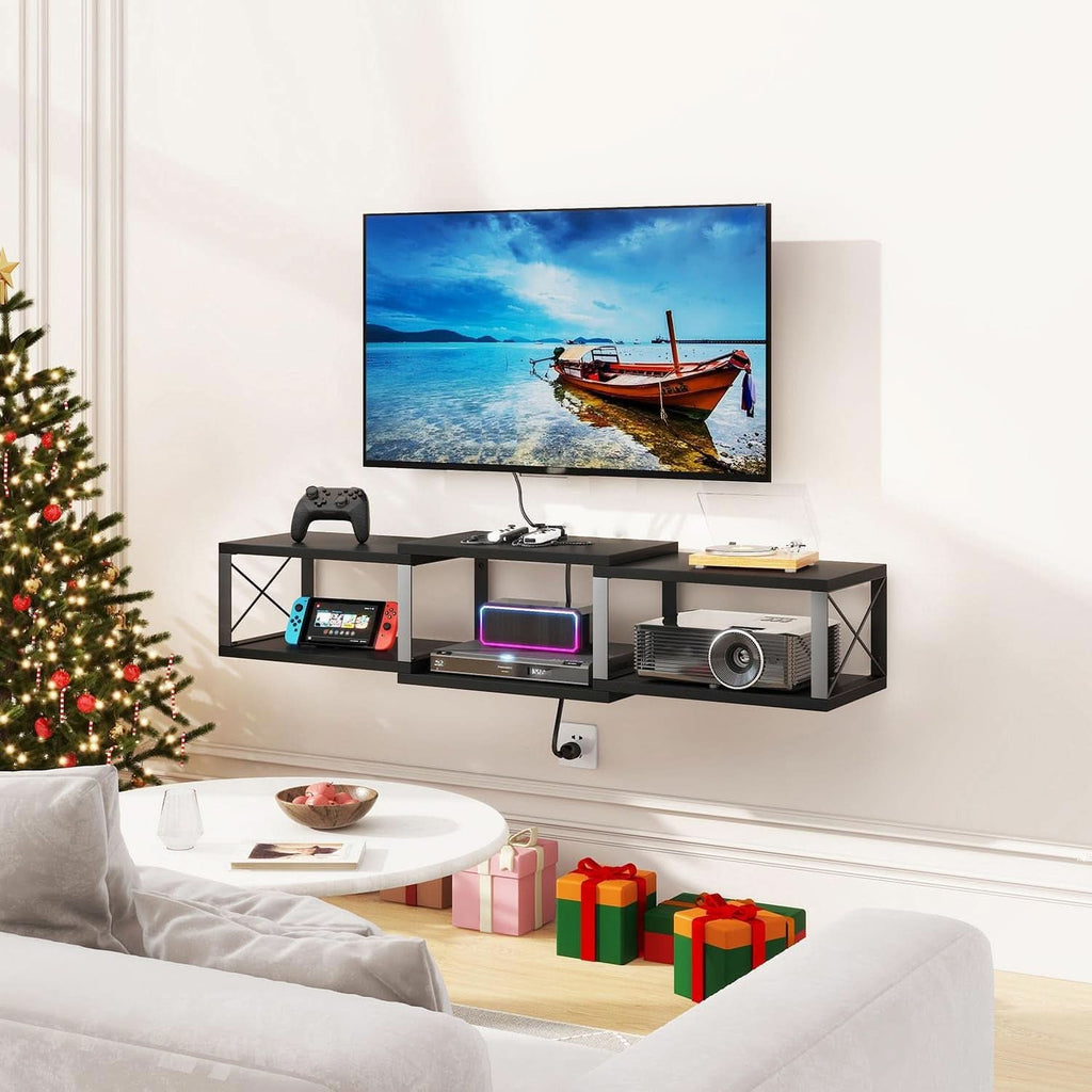 MatteBlack Wall Mounted Floating TV Console 55 Inch