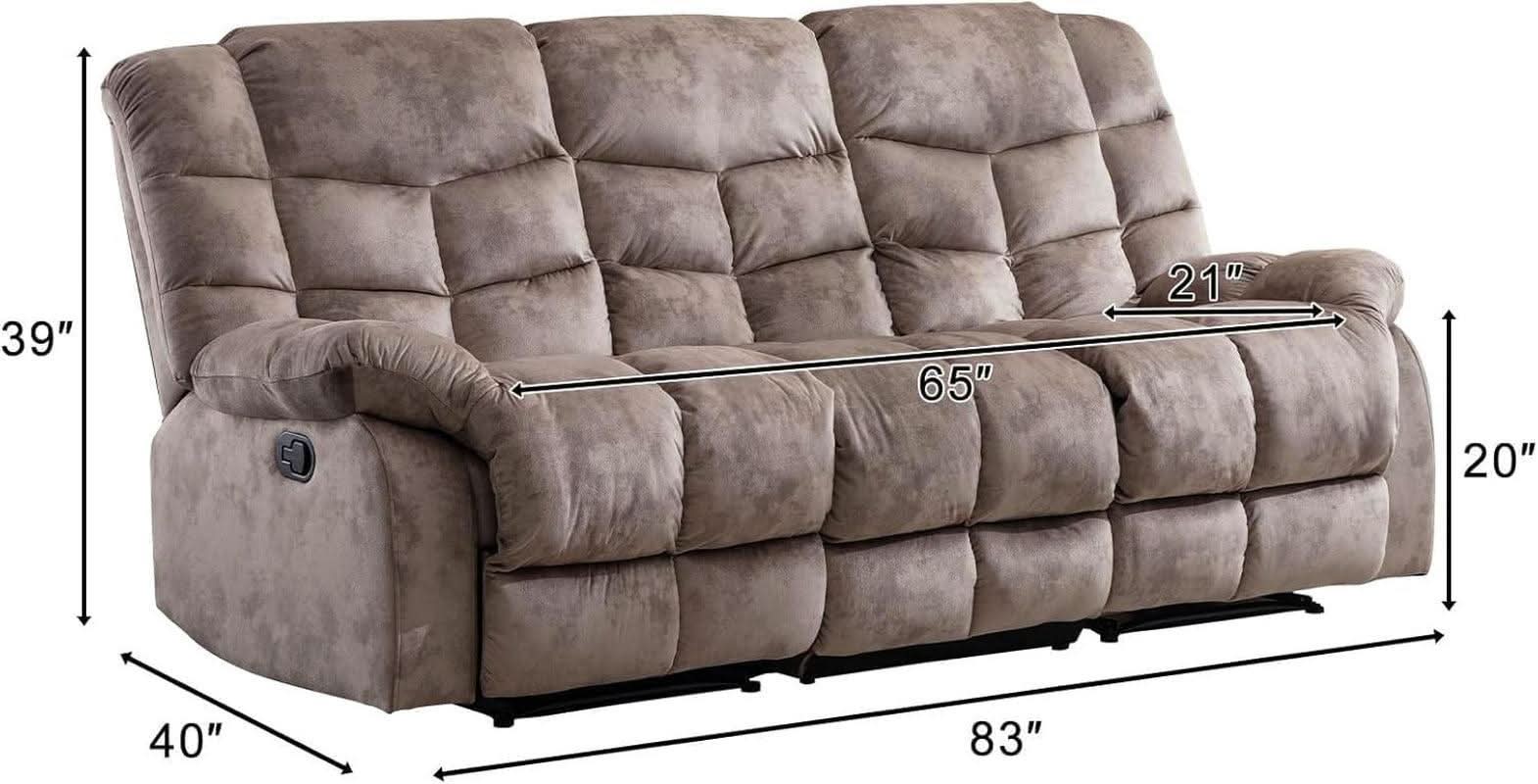 Three Seat Extra Wide Recliner Sofa Brown Upholstered-1