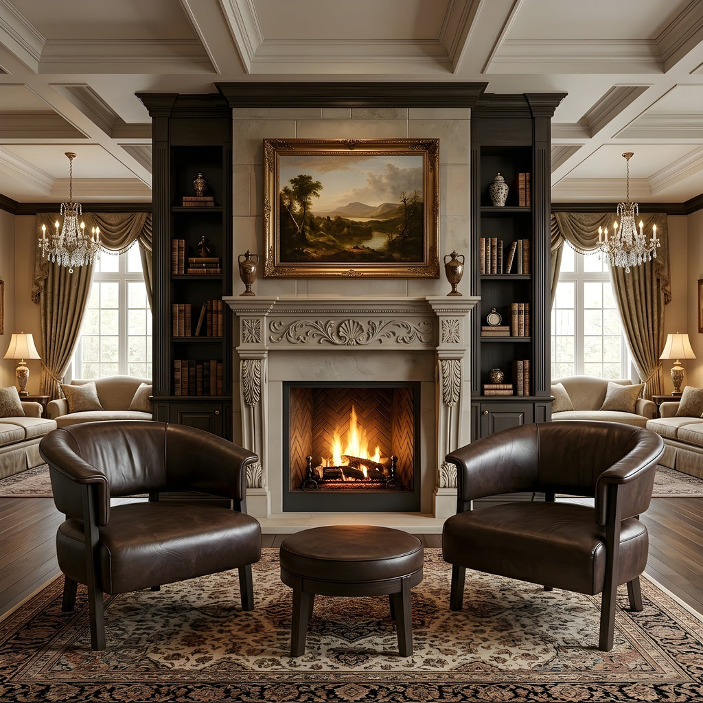 Faux Leather Wingback Accent Chairs Set for 2