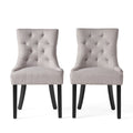 Quenching Dining Chair with Sloped Arms and Diamond Tufting, Set of 2, Light Grey