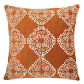 Boho Burnt Orange Damask Embroidered Throw Pillow