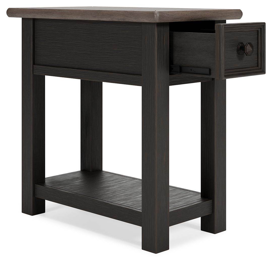 Tyler Creek - Chair Side End Table - Black / Gray-1