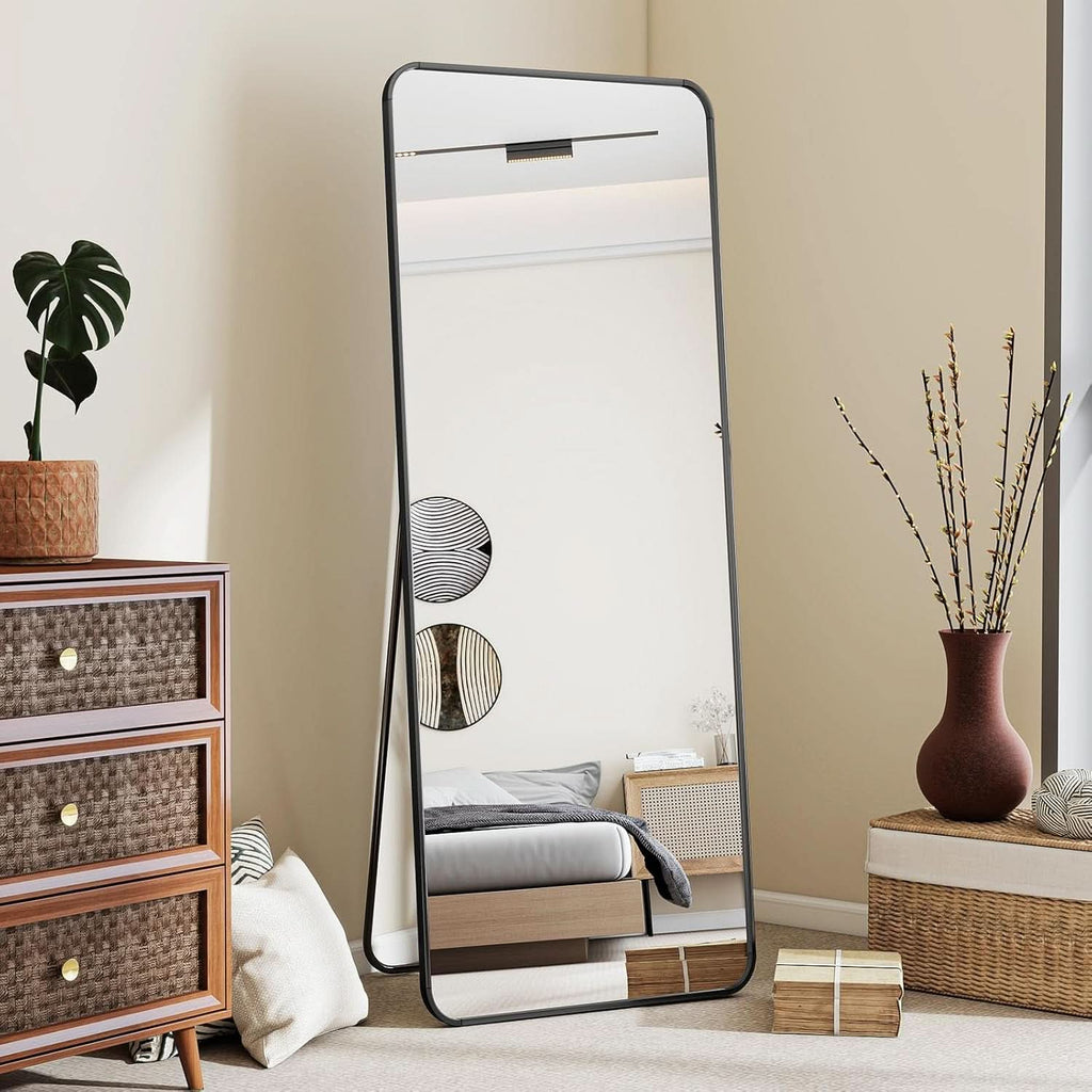 Full Length Floor Mirror 56 Inch Tall Black Freestanding-1