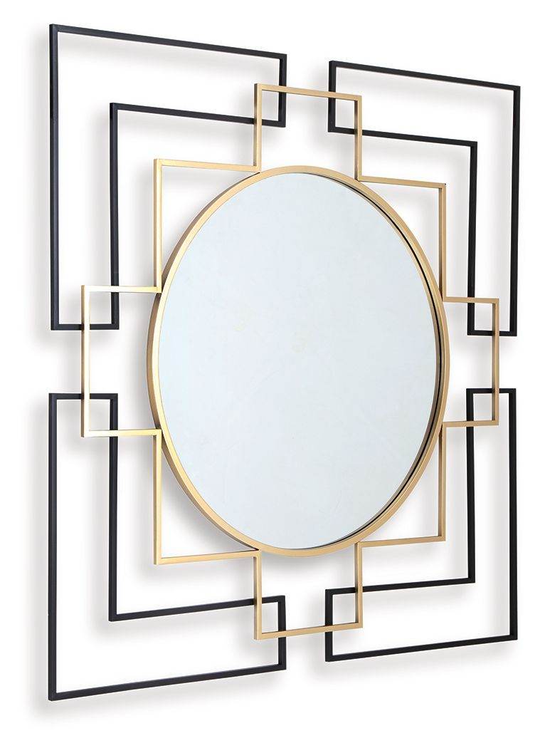 Oceanal - Accent Mirror - Black / Gold Finish-1