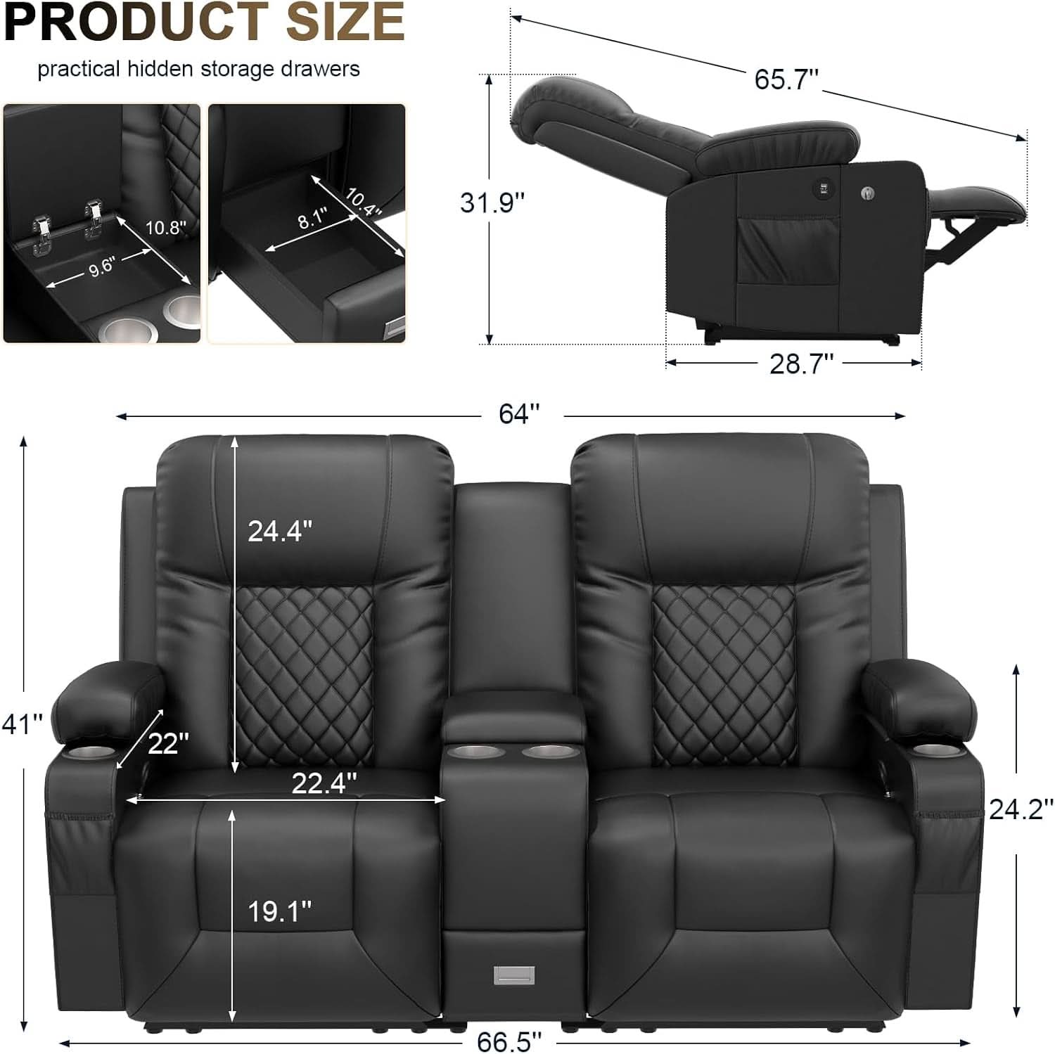 Living Room Furniture Set Loveseat Recliner And 2 Piece Massage Recliner Chairs-1