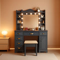 Grey Makeup Vanity Desk With Multifunctional Storage-0