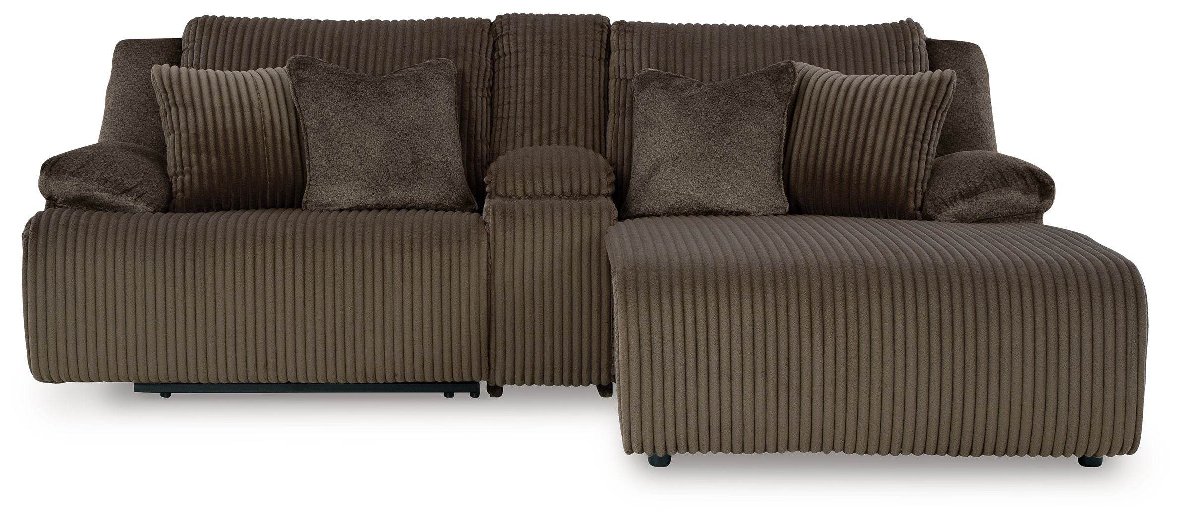 Top Tier - 3-Piece Reclining Sectional Sofa With Raf Press Back Chaise - Fabric - Chocolate-0