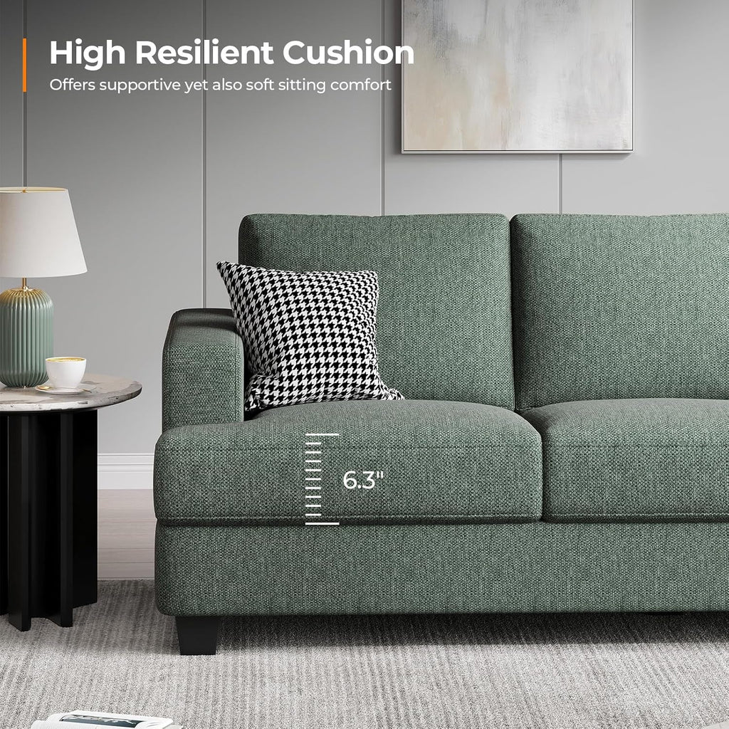 89Inch Sofa With ExtraDeep Seats Light Green Premium Fabric Upholstery-2