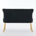 Velvet Double Dining Loveseat Bench, Kitchen & Dining Seating, 2-Seat Tufted Bench w/Handmade Buttons, Wing Back, Gold-Plated Steel Legs, Mid Century Modern,Single Pack,Black,SW1602BK