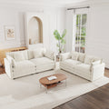 2 - Piece Living Room Set , 2 Pieces Upholstered Loveseat and Couch for Home Office Lounge,  Sofa Set of 2, 2-Piece (2+2 Seat) Couch Set For Living Room ,White Chenille