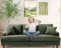 Corduroy Sofa Eighty SevenInch Deep Seat Green Living Room Comfort-0