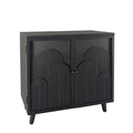 31' Black 2-Door Accent Cabinet with Embossed Rainbow Pattern, Mid-Century Modern Engineered Wood Storage Cabinet with Adjustable Shelf, 31' x 15' x 29.7'