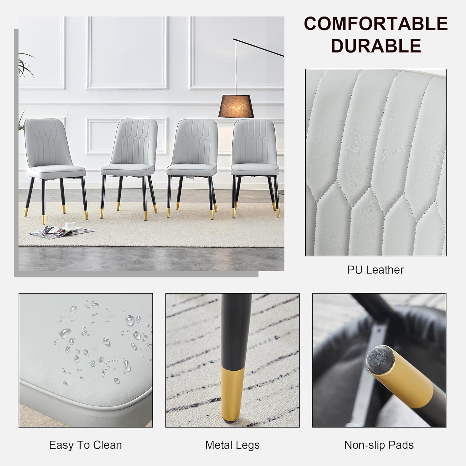 Modern dining chairs are equipped with light gray Set of 4pieces