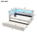 White Upholstered Twin Platform Bed with USB Ports and LED Belt, Includes Trundle, Linen & MDF Construction