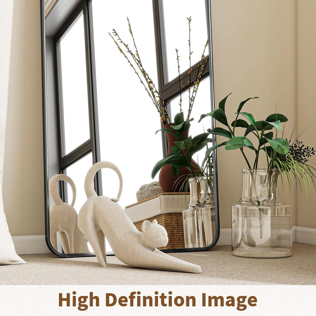Full Length Floor Mirror 56 Inch Tall Black Freestanding-3
