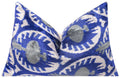Canvello Handmade Velvet Ikat Pillow – 16x24 Luxury Decorative Throw Cushion for Home Decor – Feather Down Insert, Vegetable-Dyed, Elegant Blue and White Accent for Sofa, Couch & Furniture