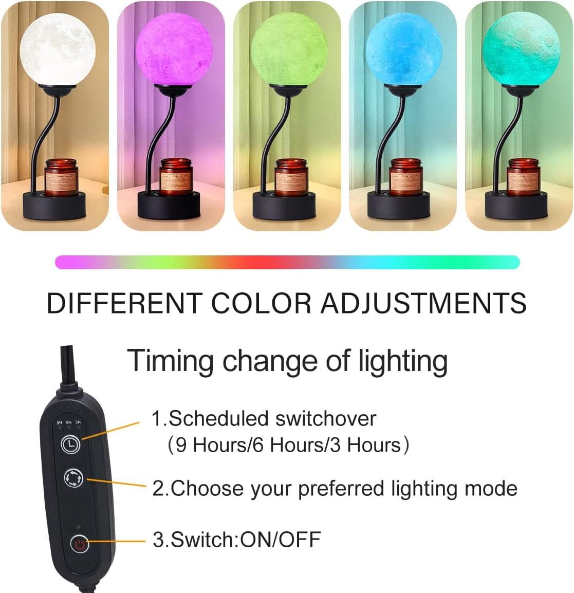 Energy Efficient Candle Warmer Lamp 7 Colors Moonlight