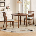 3-Piece Round Dining Table Set for 2 People, 1 Folding Wood Dining Table + 2 Upholstered Chairs, Space-Saving Design for Small Apartments and Dining Areas - BROWN