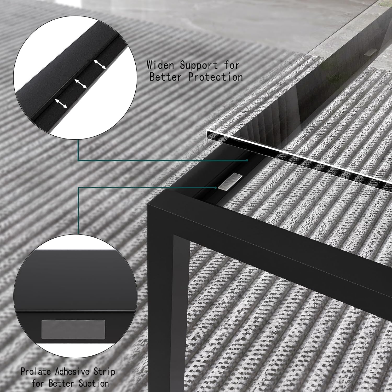 Tempered Glass Coffee Table Charcoal Black Metal Center