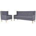 NNEVL Sofa Set 2 Pieces Fabric Grey-0