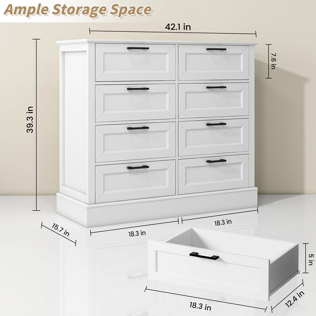 Contemporary Farmhouse White Dresser With Six Drawers