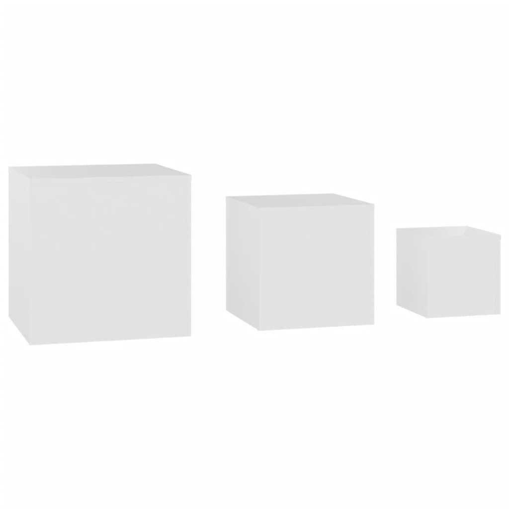 NNEVL Side Tables 3 pcs White Chipboard