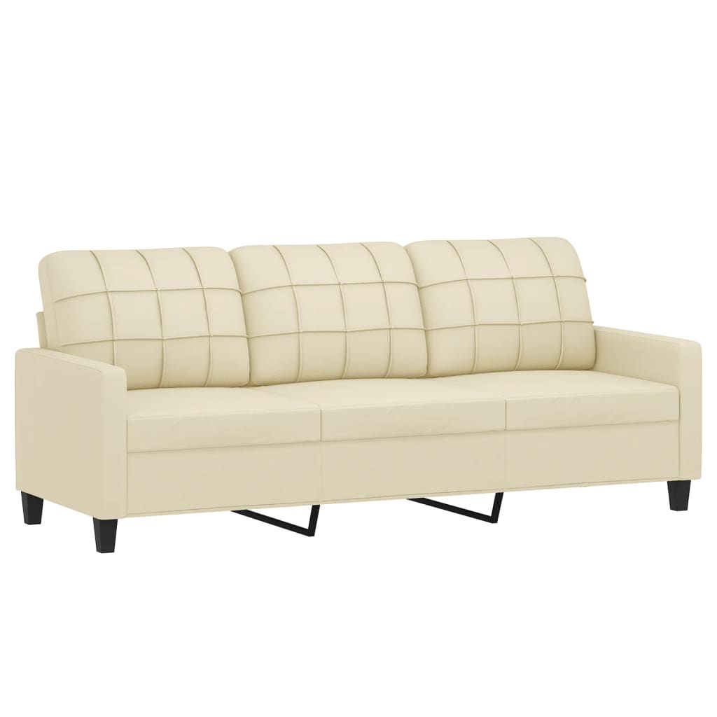 NNEVL 4 Piece Sofa Set with Cushions Cream Faux Leather-4