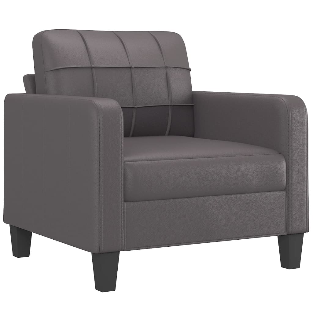 NNEVL 4 Piece Sofa Set with Cushions Grey Faux Leather-2