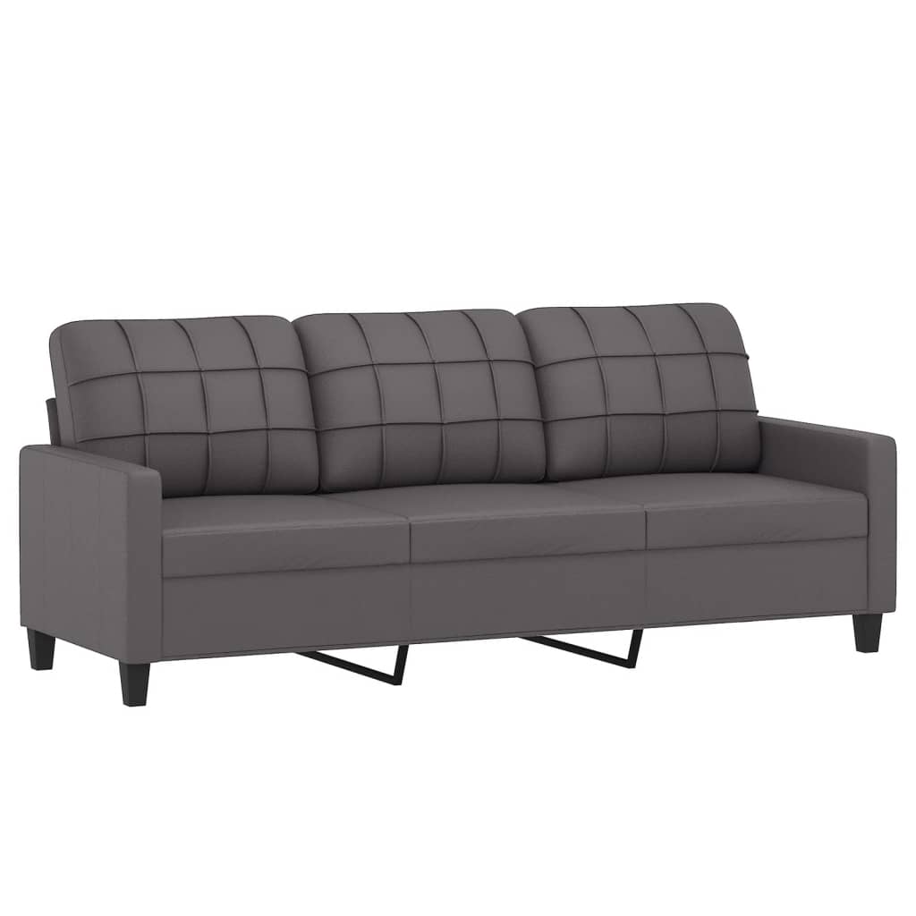NNEVL 4 Piece Sofa Set with Cushions Grey Faux Leather-4