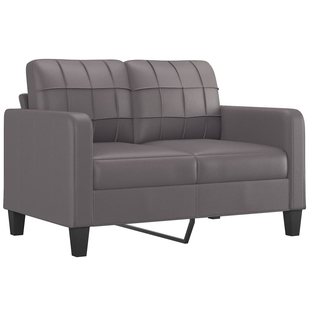 NNEVL 4 Piece Sofa Set with Pillows Grey Faux Leather-3