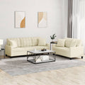 NNEVL 2 Piece Sofa Set with Pillows Cream Faux Leather-0