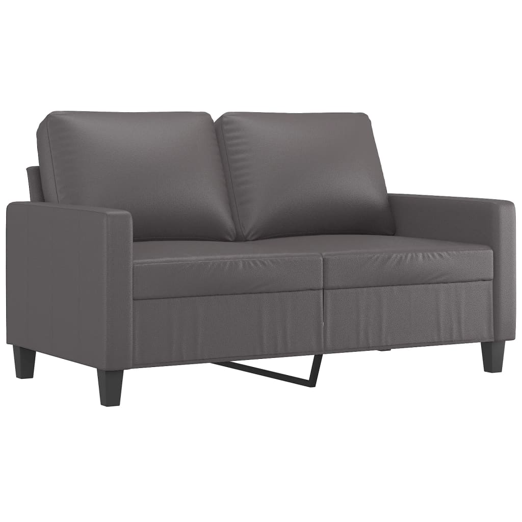 NNEVL 2 Piece Sofa Set with Cushions Grey Faux Leather-2